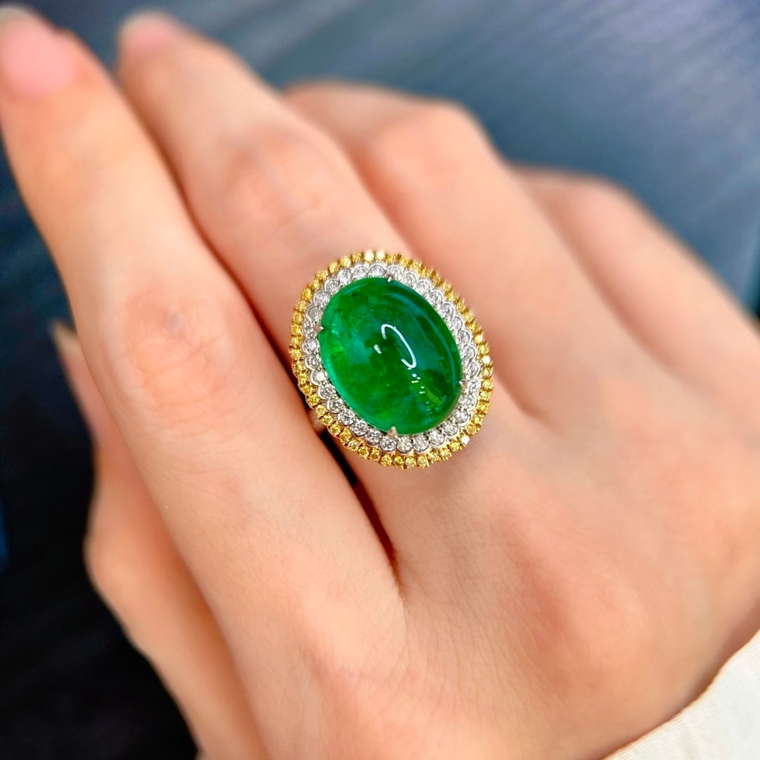 14k Gold 10.64 Ctw Vivid Green Natural Emerald & Diamond Ring/pendant( Without Chain ) - 6