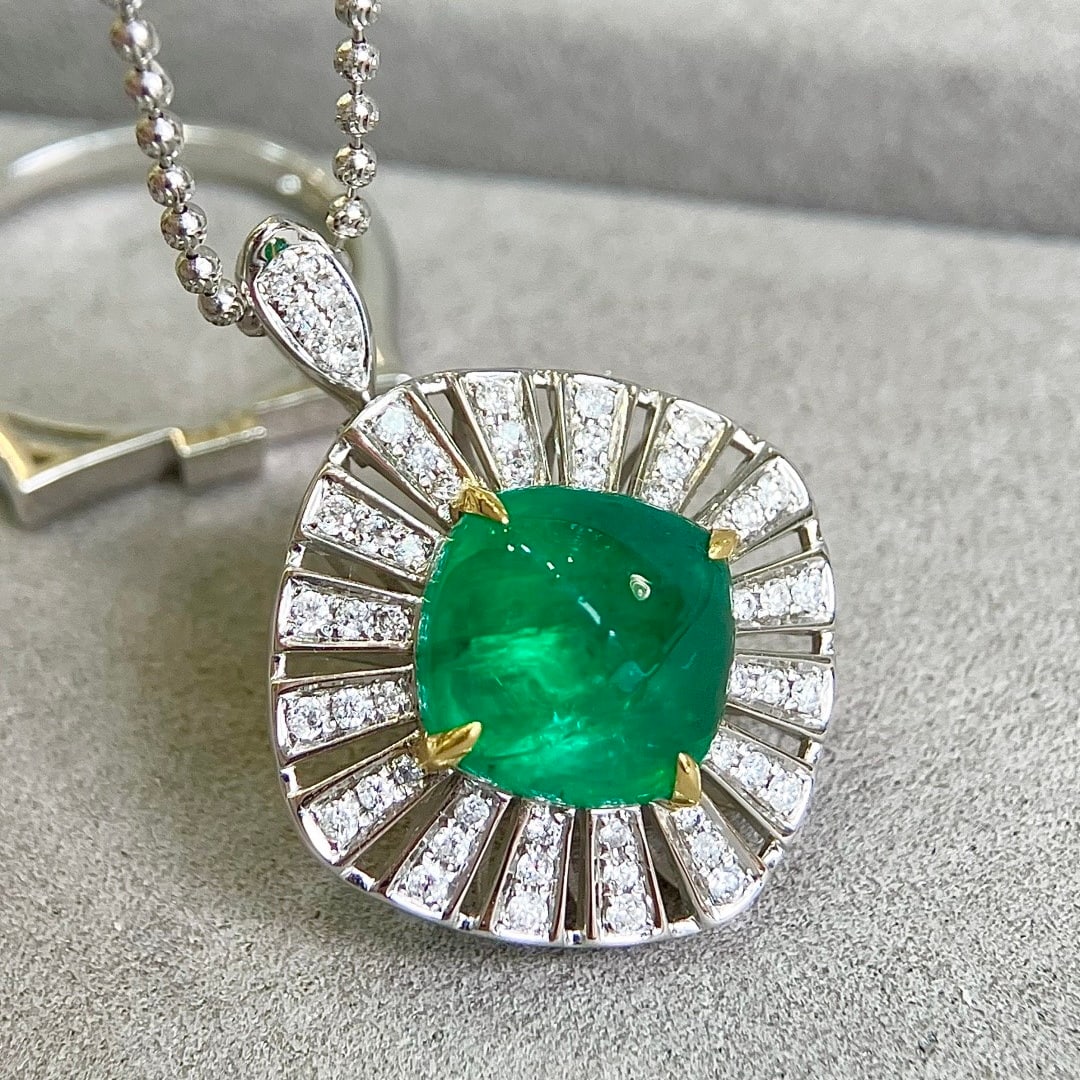 14k Gold 5.46 Ctw Vivid Green Natural Emerald & Diamond Ring/pendant( Without Chain ) - 5