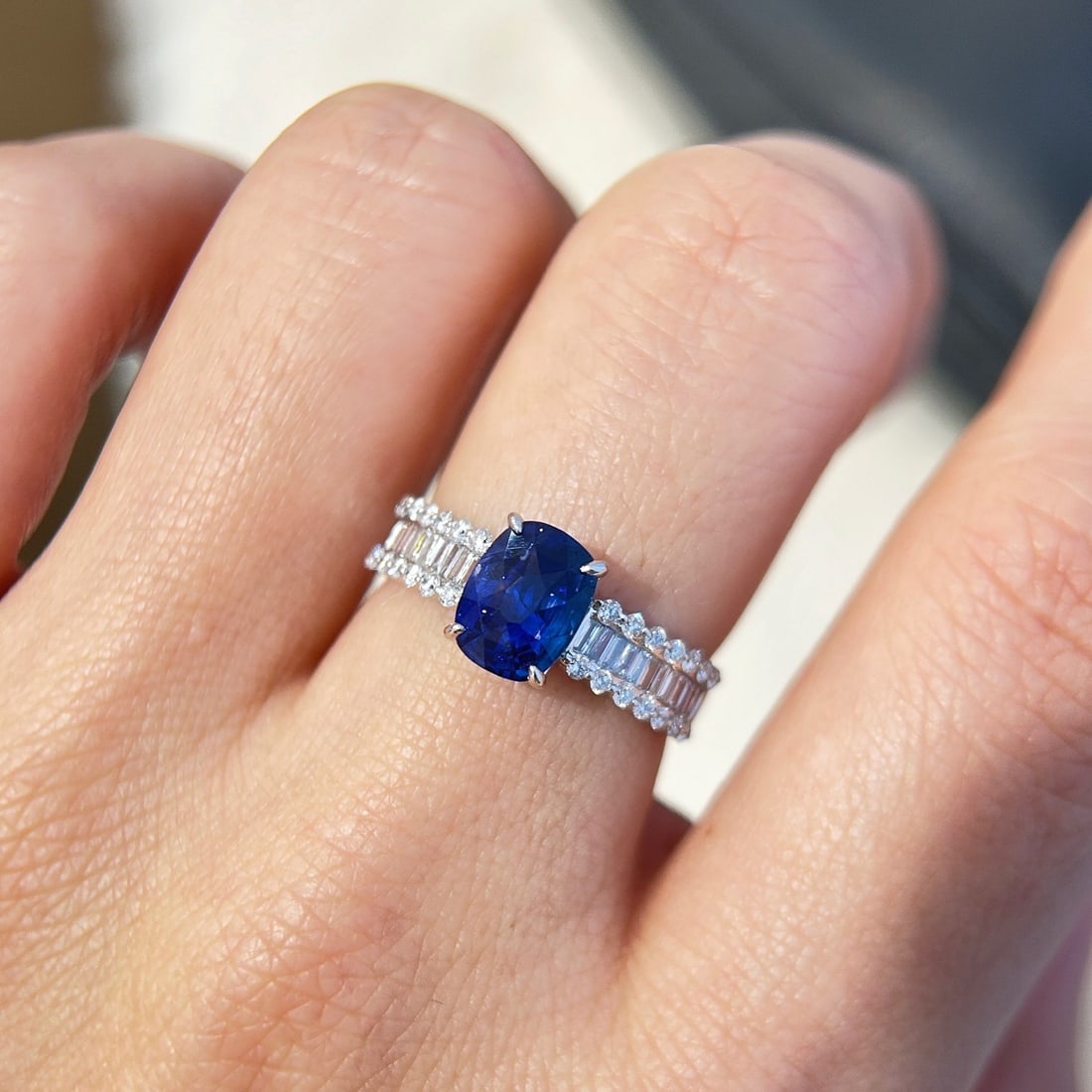 14k Gold 2.55 Ctw Natural Sapphire & Diamond Ring - 8