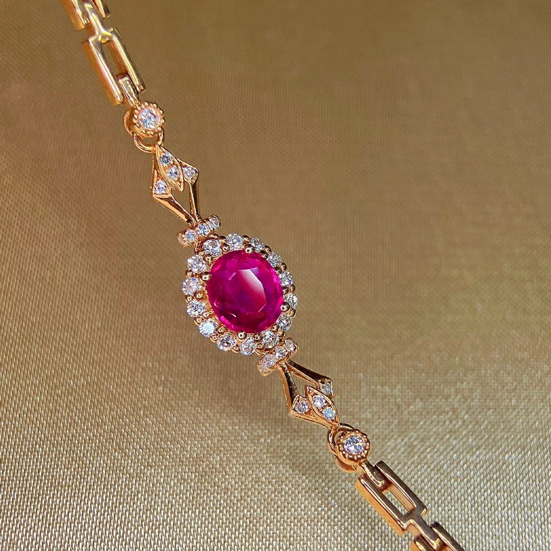 14k Gold 0.72 Ctw Natural Ruby & Diamond Bracelet - 2