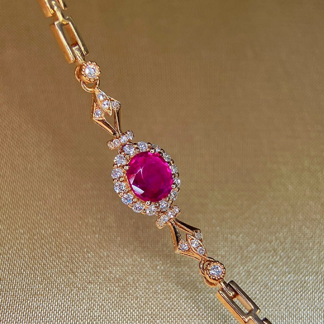 14k Gold 0.72 Ctw Natural Ruby & Diamond Bracelet - 3