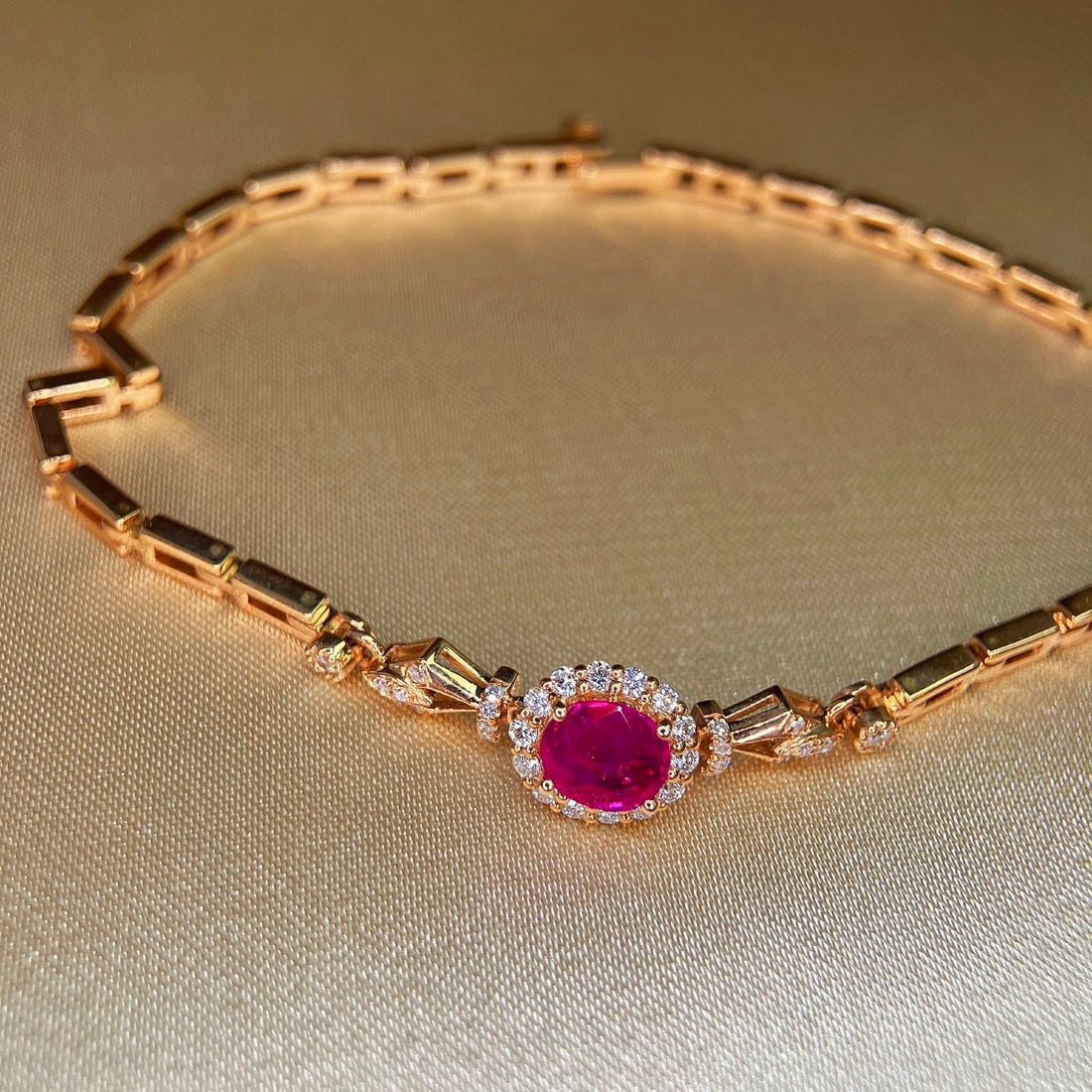 14k Gold 0.72 Ctw Natural Ruby & Diamond Bracelet - 6