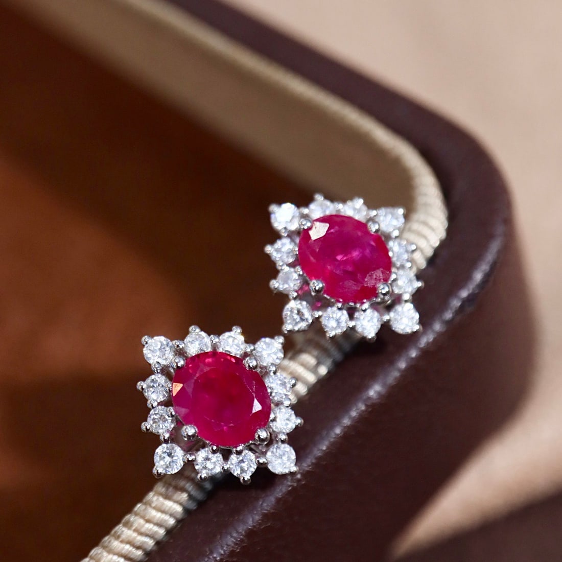 14k Gold 1.74 Ctw Natural Ruby & Diamond Earrings - 2
