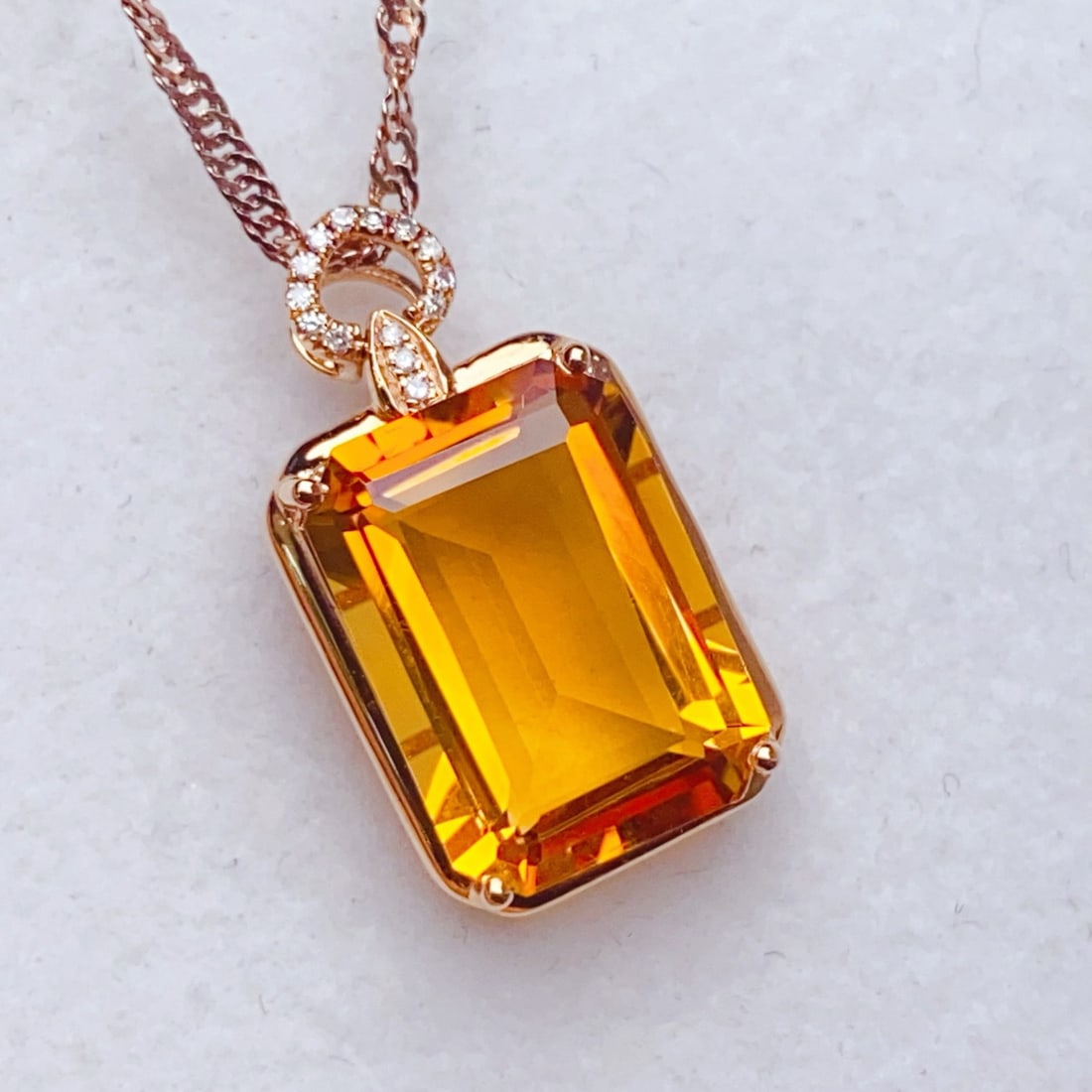 14k Gold 5.69 Ctw Natural Citrine & Diamond Pendant( Without Chain ) - 5