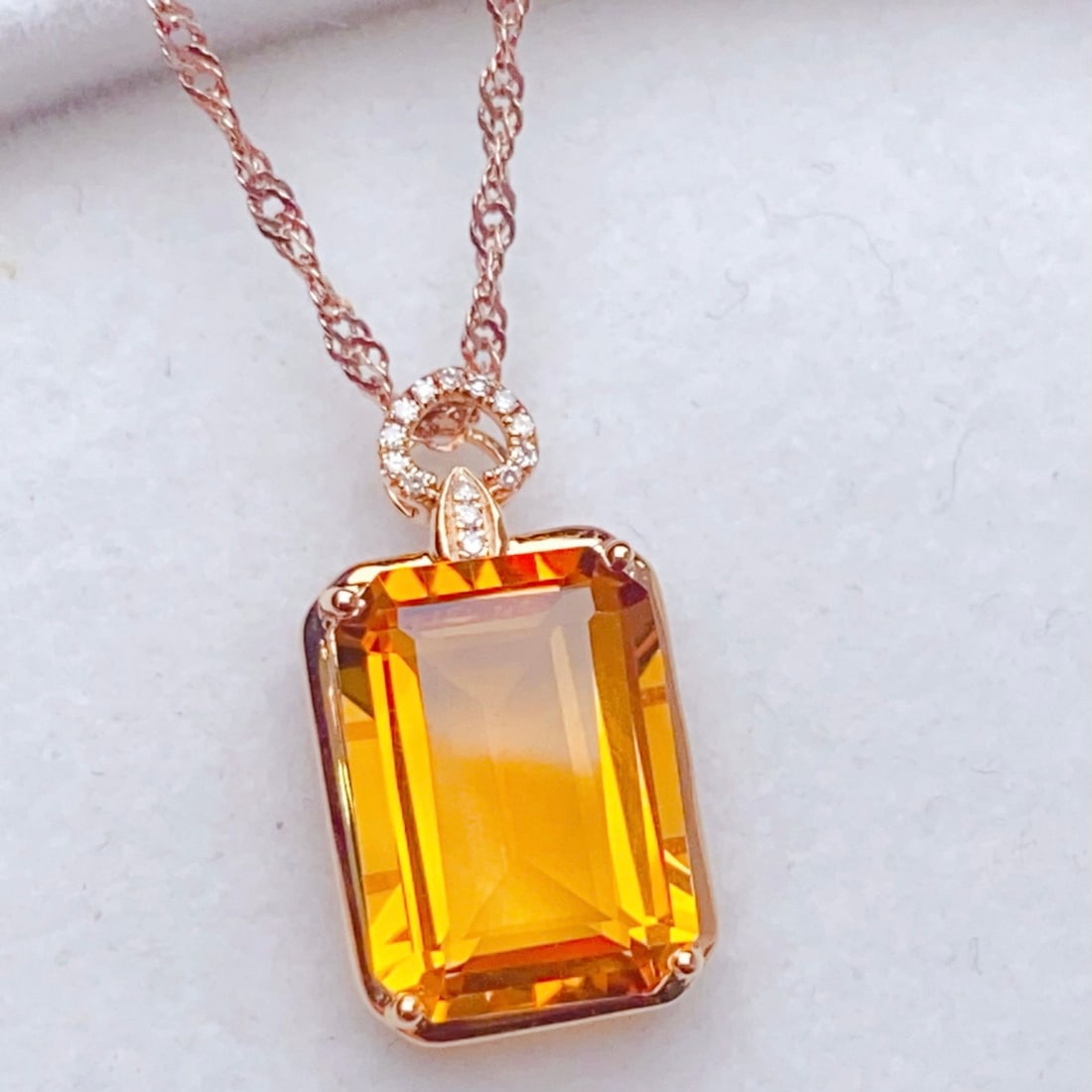 14k Gold 5.69 Ctw Natural Citrine & Diamond Pendant( Without Chain ) - 6
