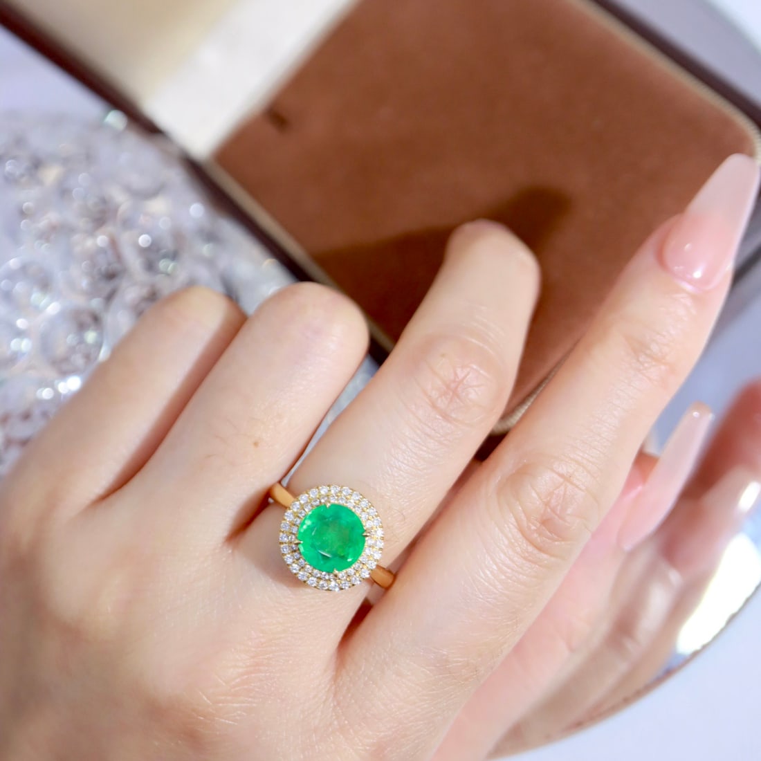14k Gold 2.58 Ctw Natural Emerald & Diamond Ring - 4