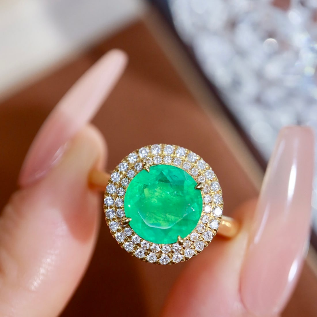 14k Gold 2.58 Ctw Natural Emerald & Diamond Ring - 5