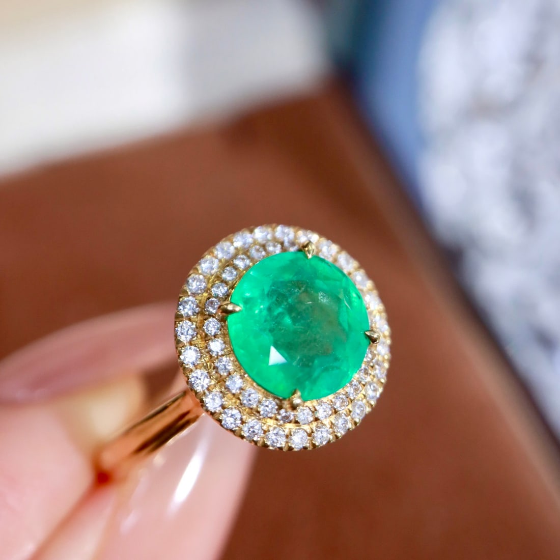 14k Gold 2.58 Ctw Natural Emerald & Diamond Ring - 7