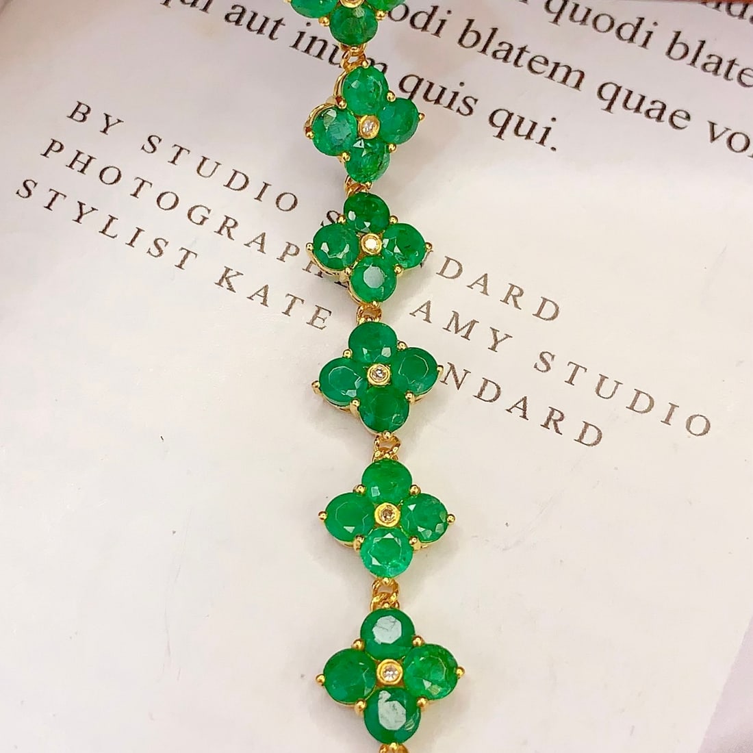 14k Gold 8.8 Ct Natural Emerald & Diamond Bracelet - 2