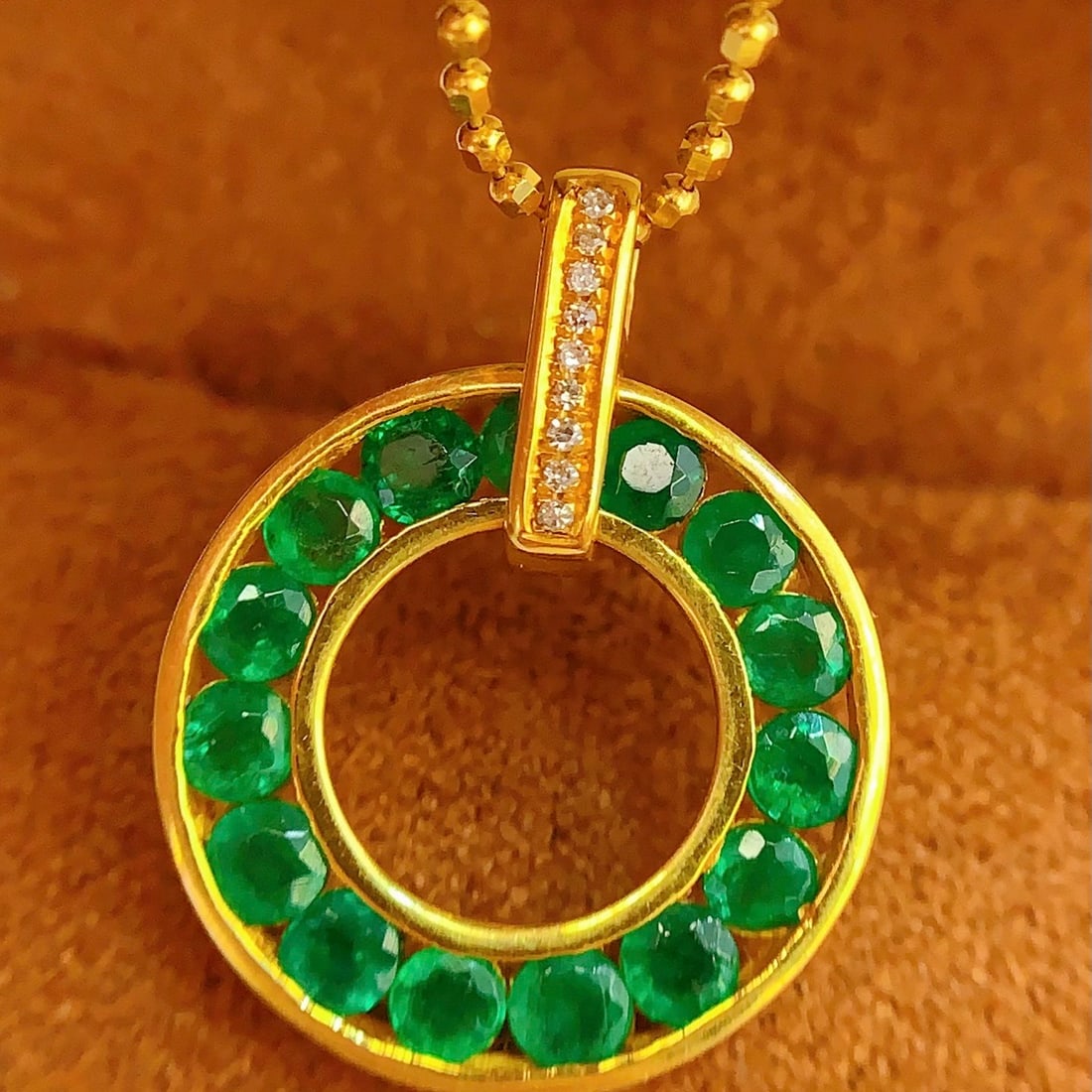 14k Gold 1.5 Ct Natural Emerald & Diamond Pendant( Without Chain ) - 4