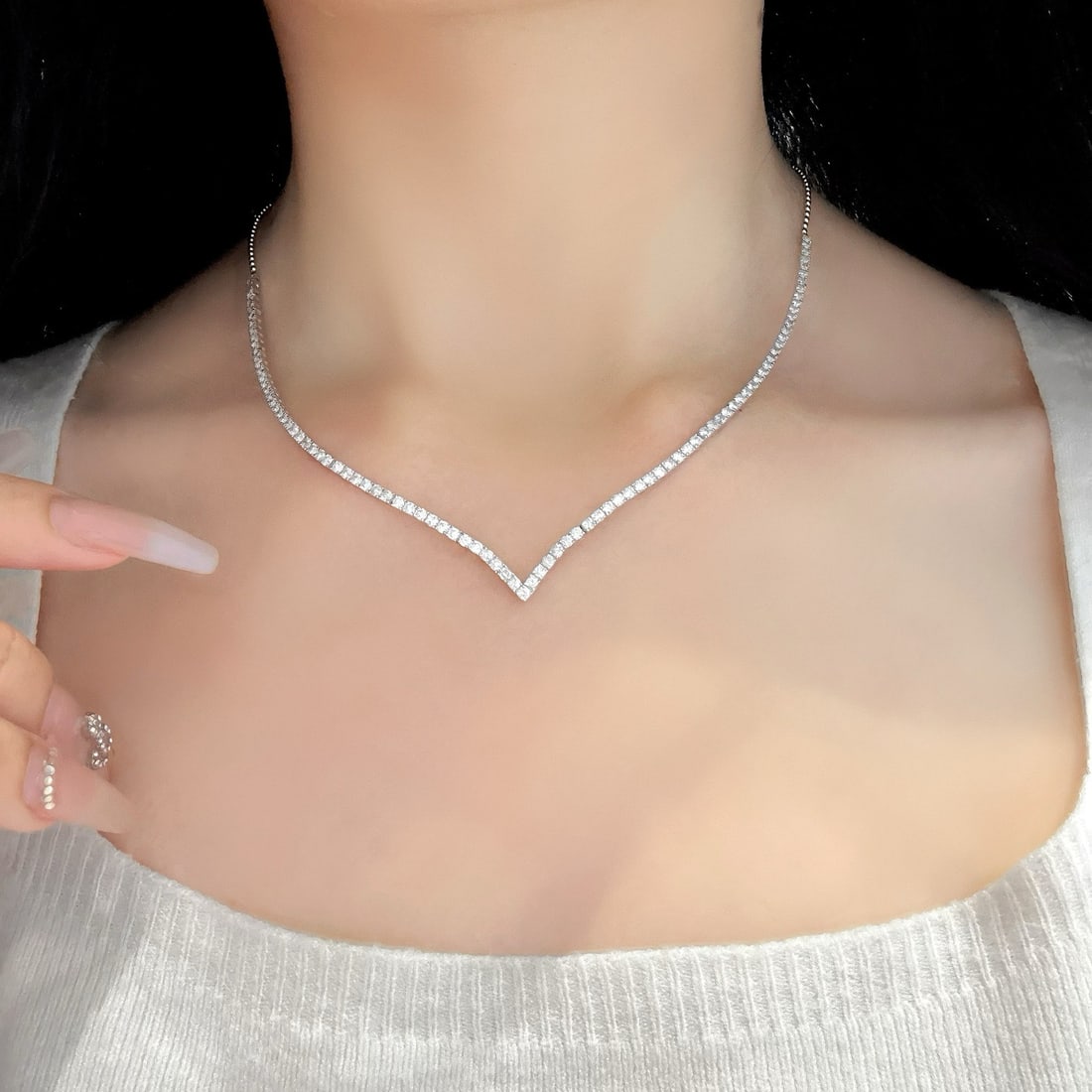 14k Gold 4.3 Ct Natural H Diamond Necklace - 4