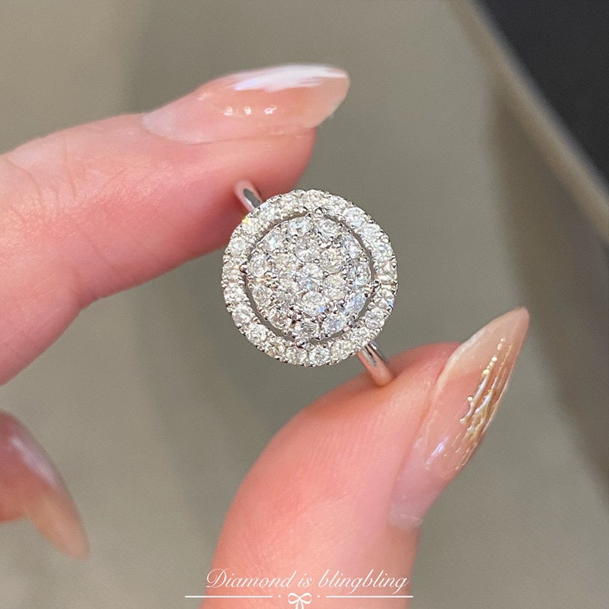 14k Gold 0.7 Ct Natural H Diamond Ring - 4