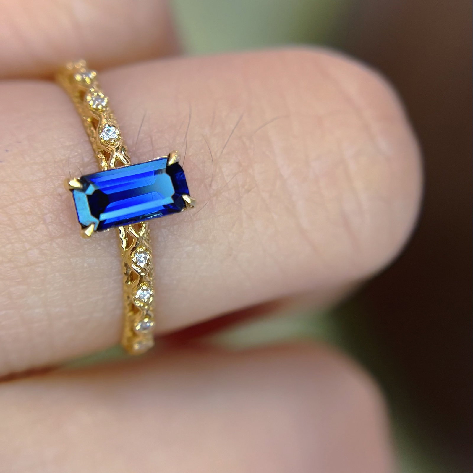 14k Gold 0.53 Ct Natural Sapphire & Diamond Ring - 5