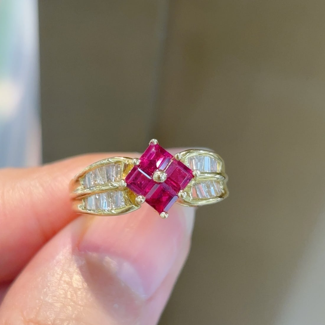 14k Gold 1.48 Ctw Natural Ruby & Diamond Ring - 3