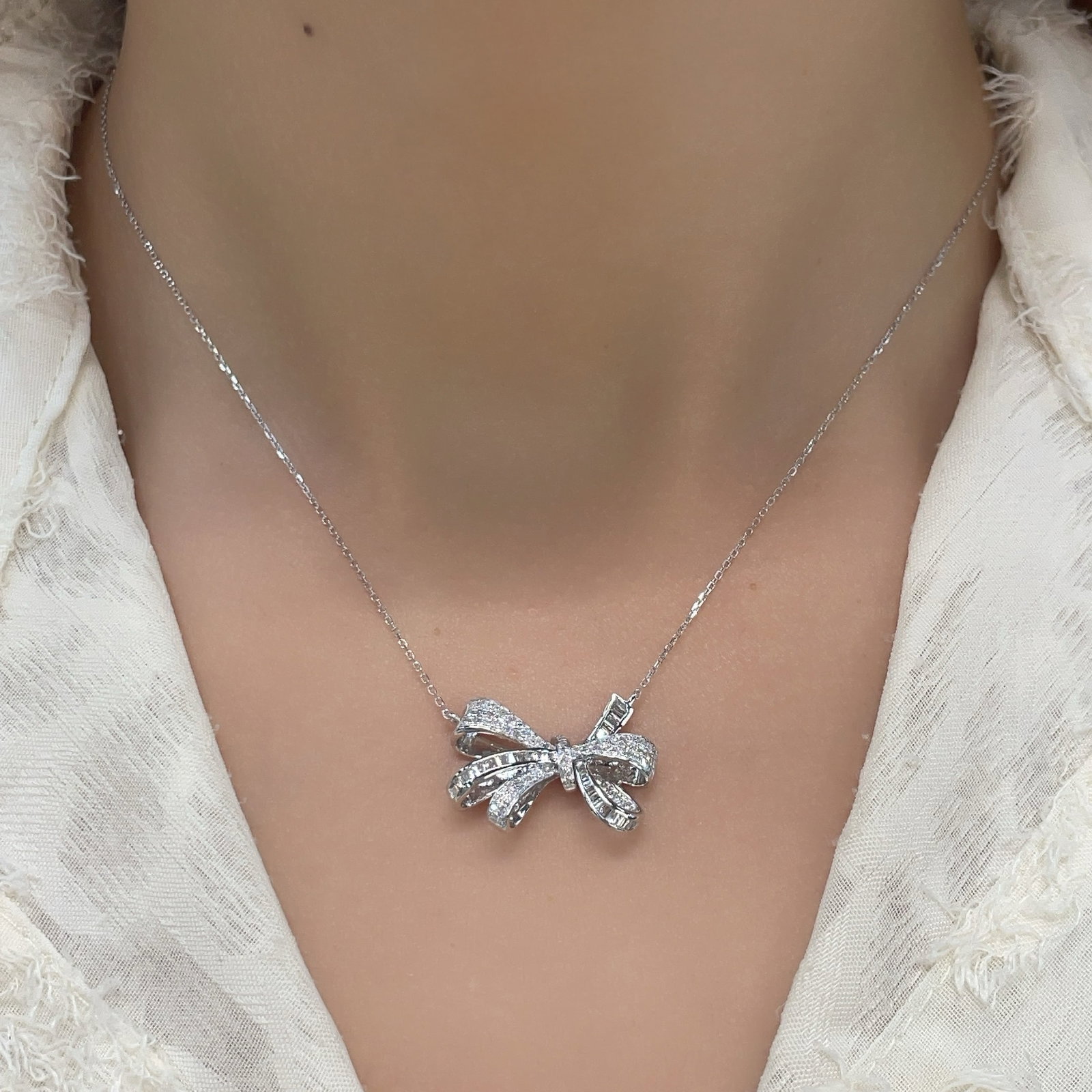 14k Gold 1 Ct Natural H Diamond Necklace - 2
