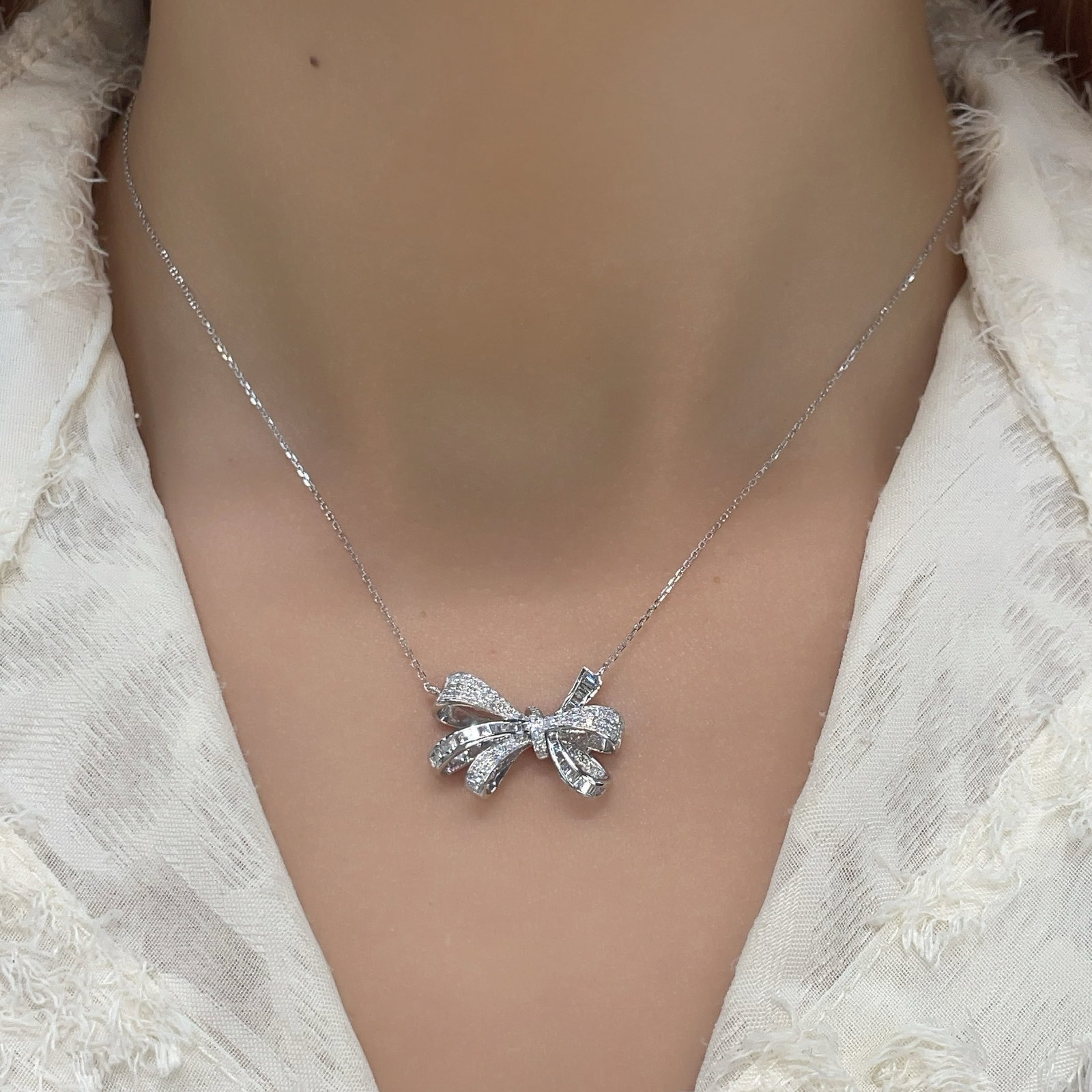 14k Gold 1 Ct Natural H Diamond Necklace - 6