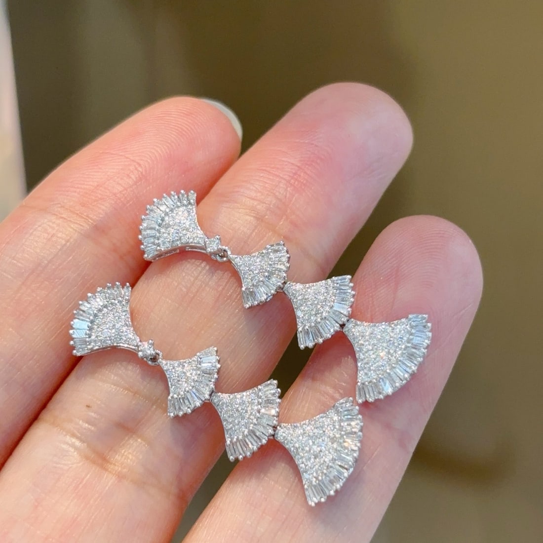 14k Gold 1.3 Ct Natural H Diamond Earrings - 6