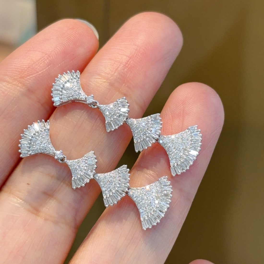 14k Gold 1.3 Ct Natural H Diamond Earrings - 7
