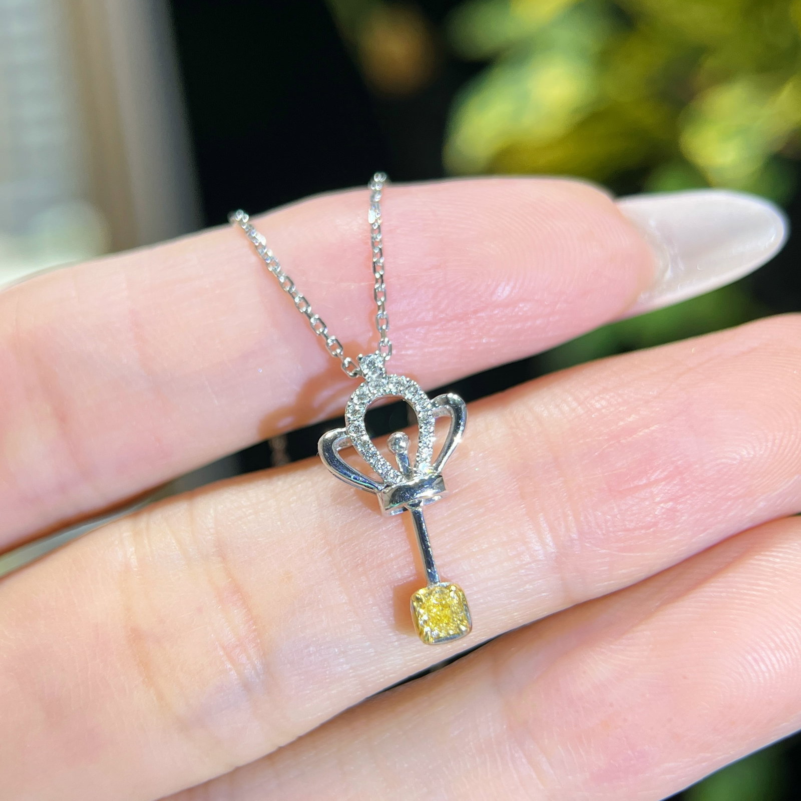 14k Gold 0.17 Ctw Natural Yellow Diamond & Diamond Necklace - 6