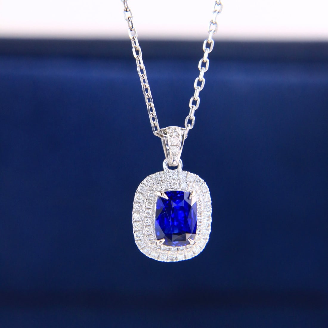 14k Gold 1.22 Ctw Natural Sapphire & Diamond Pendant( Without Chain ) - 2