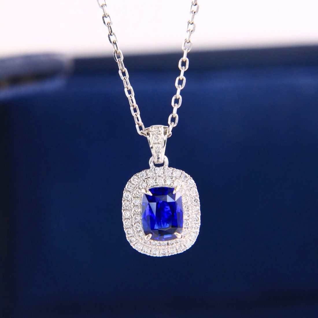 14k Gold 1.22 Ctw Natural Sapphire & Diamond Pendant( Without Chain ) - 3