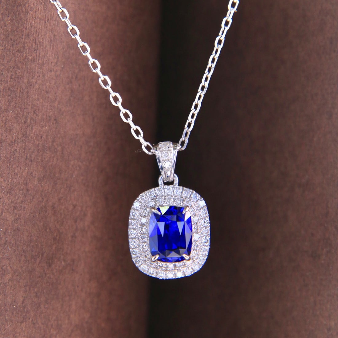 14k Gold 1.22 Ctw Natural Sapphire & Diamond Pendant( Without Chain ) - 4