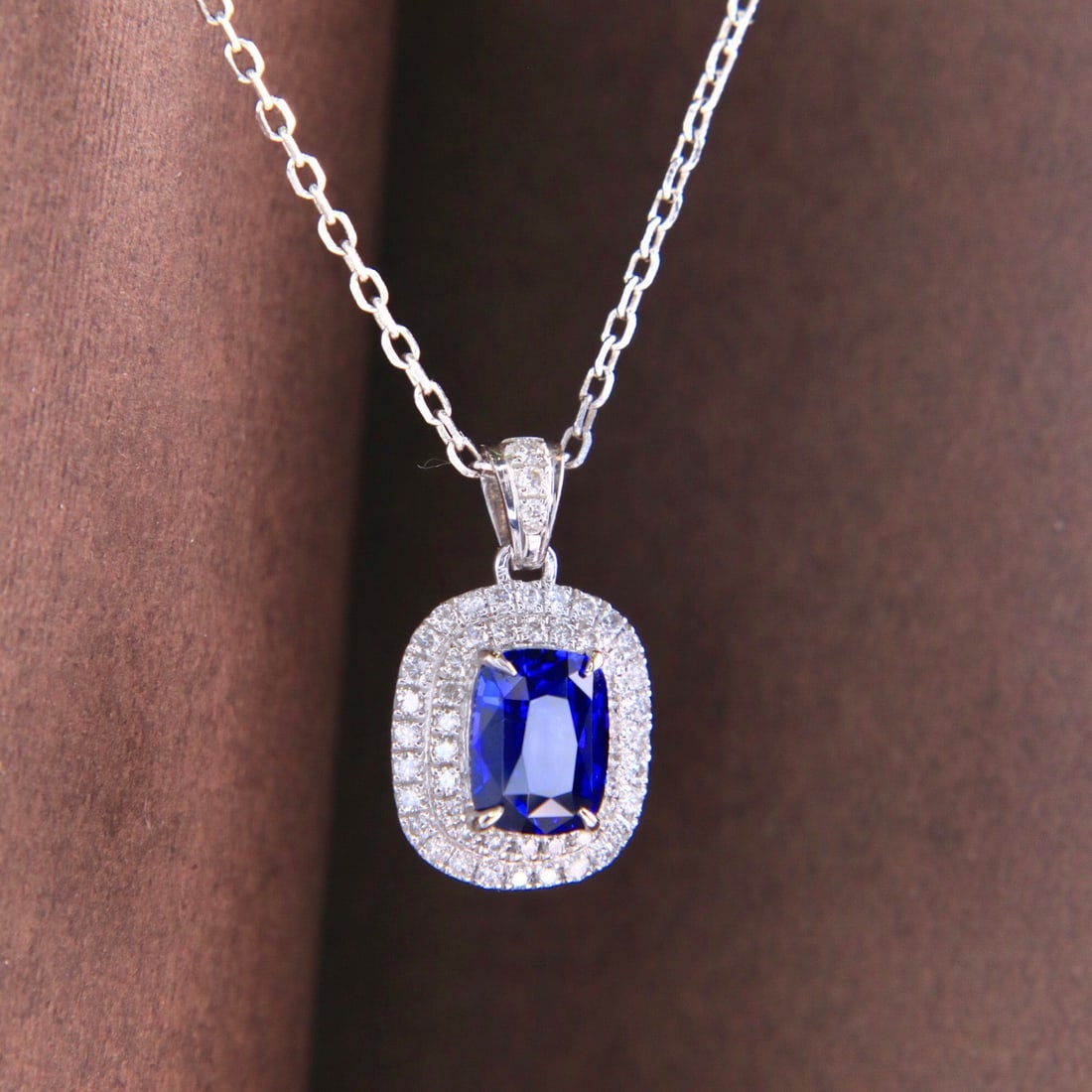 14k Gold 1.22 Ctw Natural Sapphire & Diamond Pendant( Without Chain ) - 5