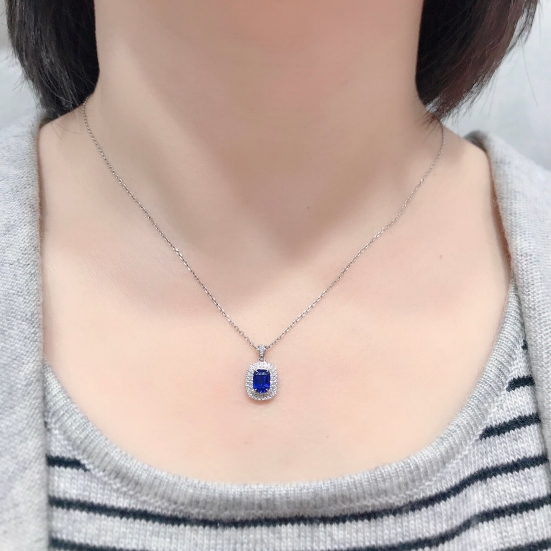 14k Gold 1.22 Ctw Natural Sapphire & Diamond Pendant( Without Chain ) - 6