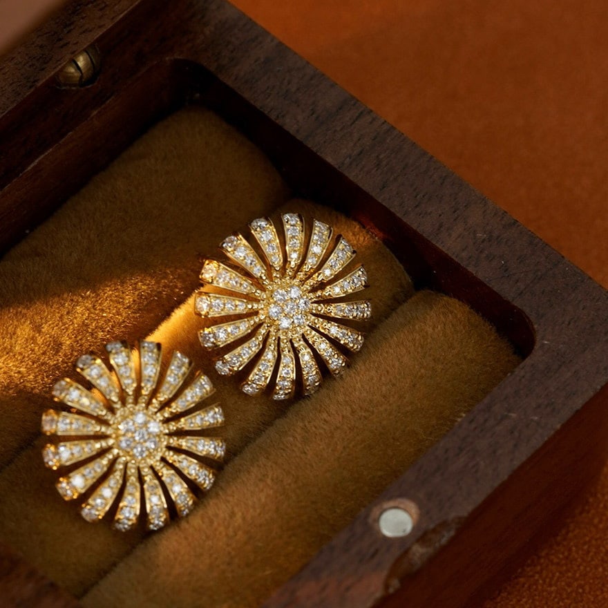 14k Gold 0.8 Ct Natural H Diamond Earrings - 8