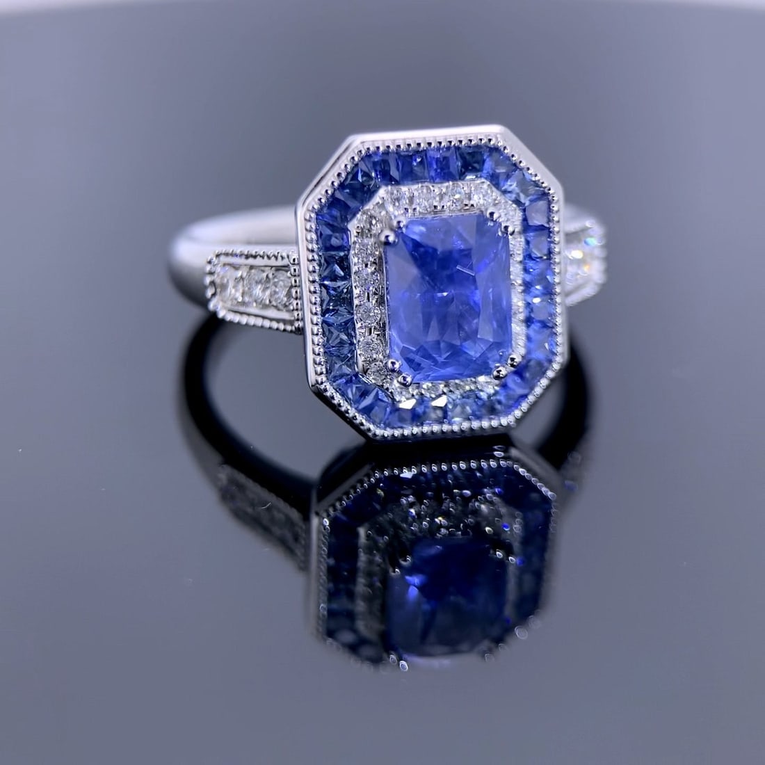 14k Gold 1.85 Ctw Natural Sapphire & Diamond Ring - 2