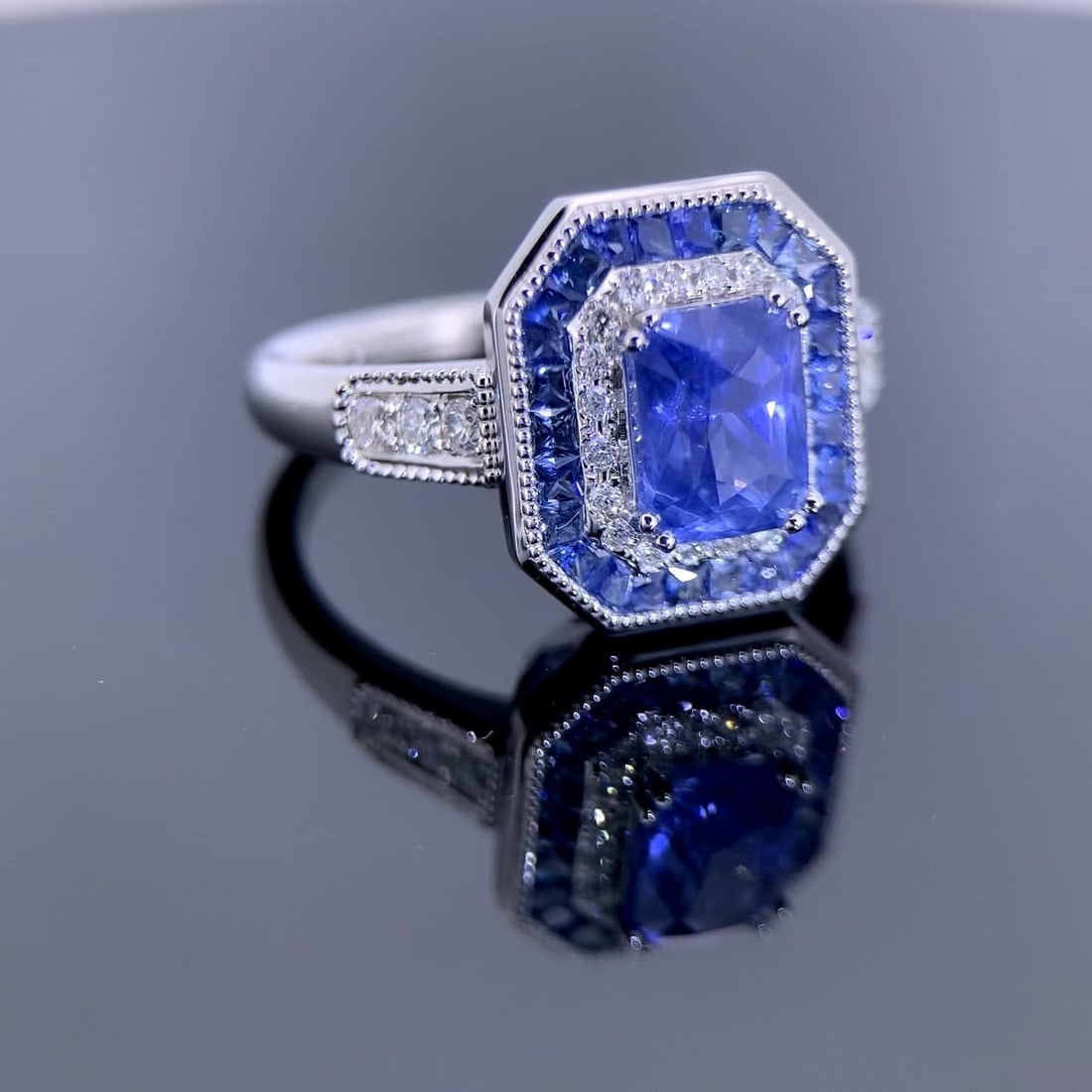 14k Gold 1.85 Ctw Natural Sapphire & Diamond Ring - 3