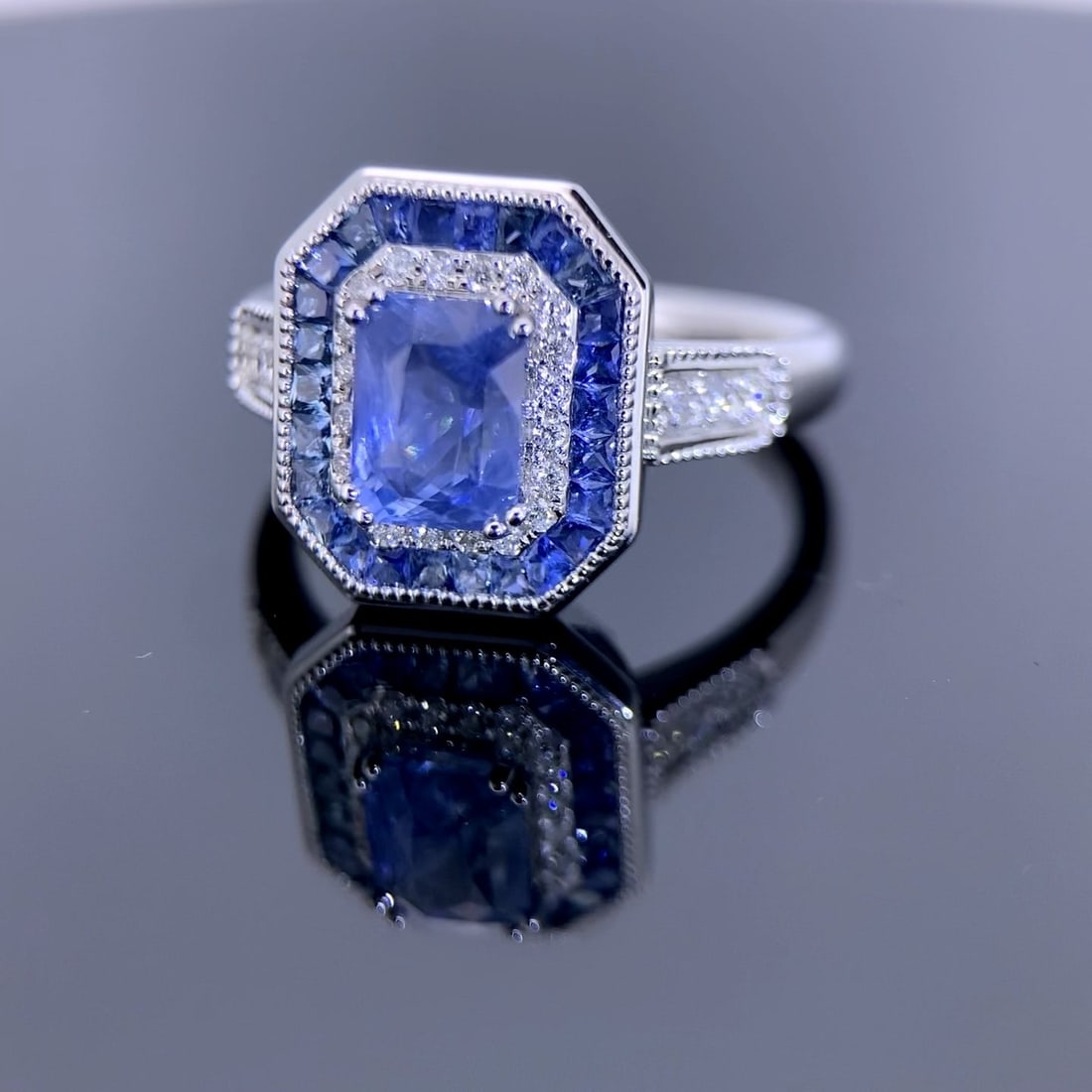 14k Gold 1.85 Ctw Natural Sapphire & Diamond Ring - 7