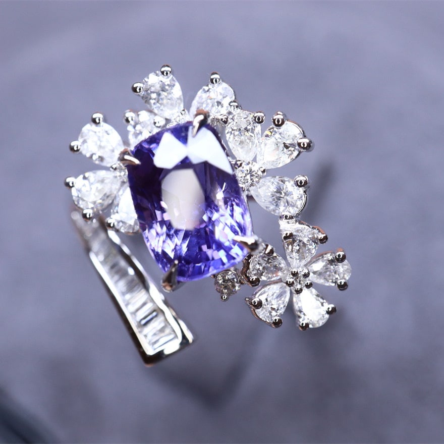 14k Gold 2.71 Ctw Natural Sapphire & Diamond Ring - 4