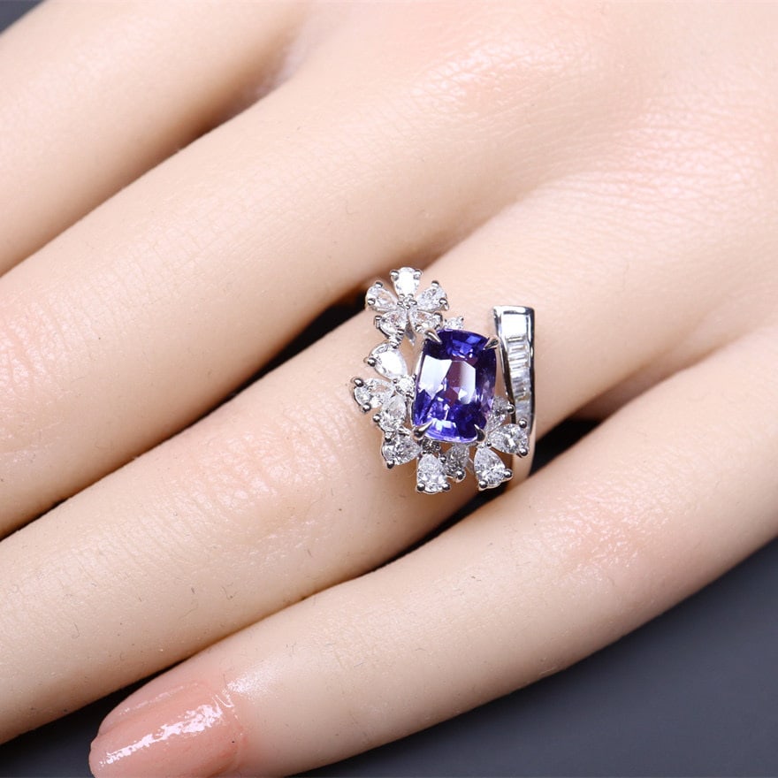 14k Gold 2.71 Ctw Natural Sapphire & Diamond Ring - 6