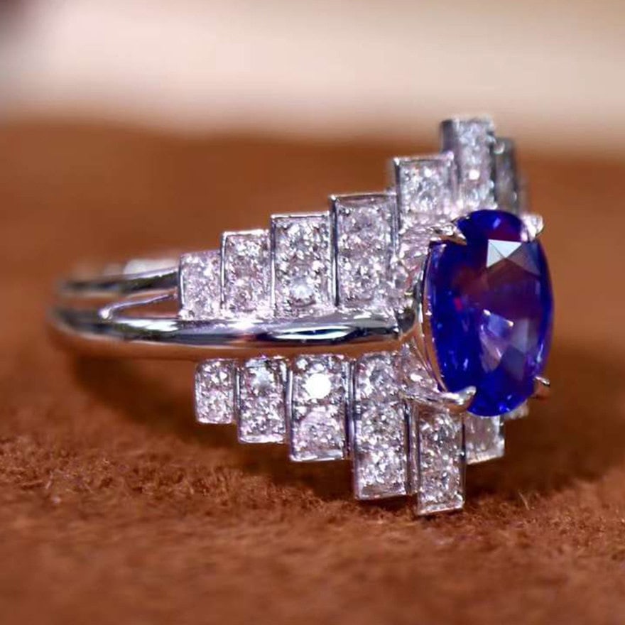 14k Gold 1.89 Ctw Natural Sapphire & Diamond Ring - 2