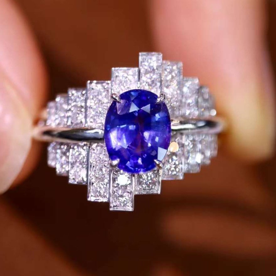 14k Gold 1.89 Ctw Natural Sapphire & Diamond Ring - 3
