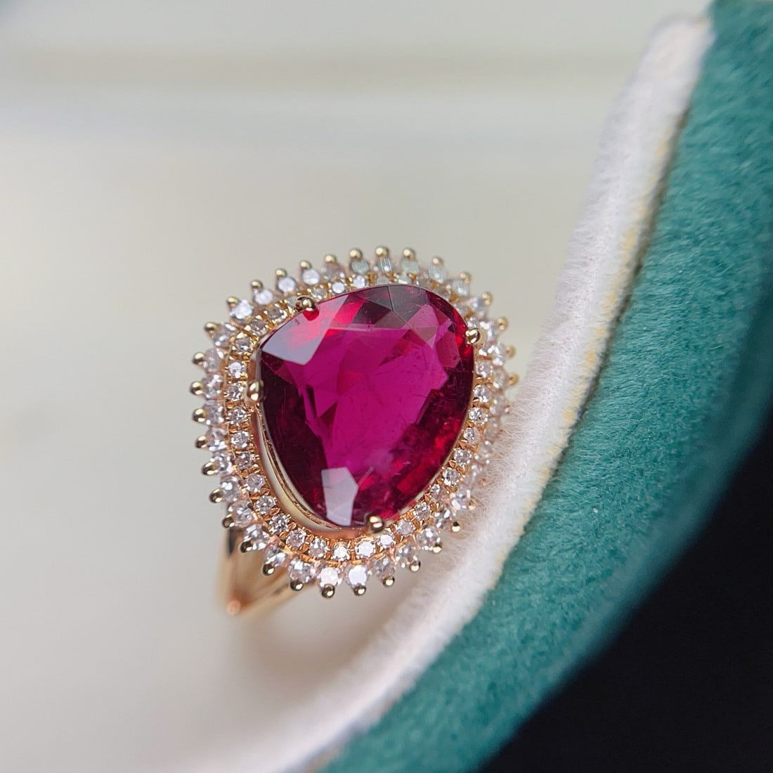 14k Gold 2.55 Ct Natural Tourmaline & Diamond Ring - 2
