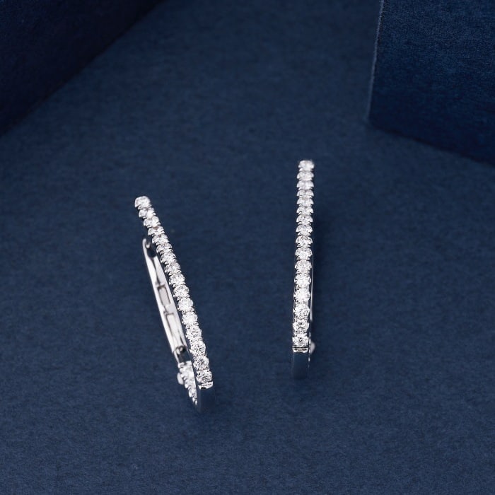 14k Gold 0.76 Ct Natural H Diamond Earrings - 2