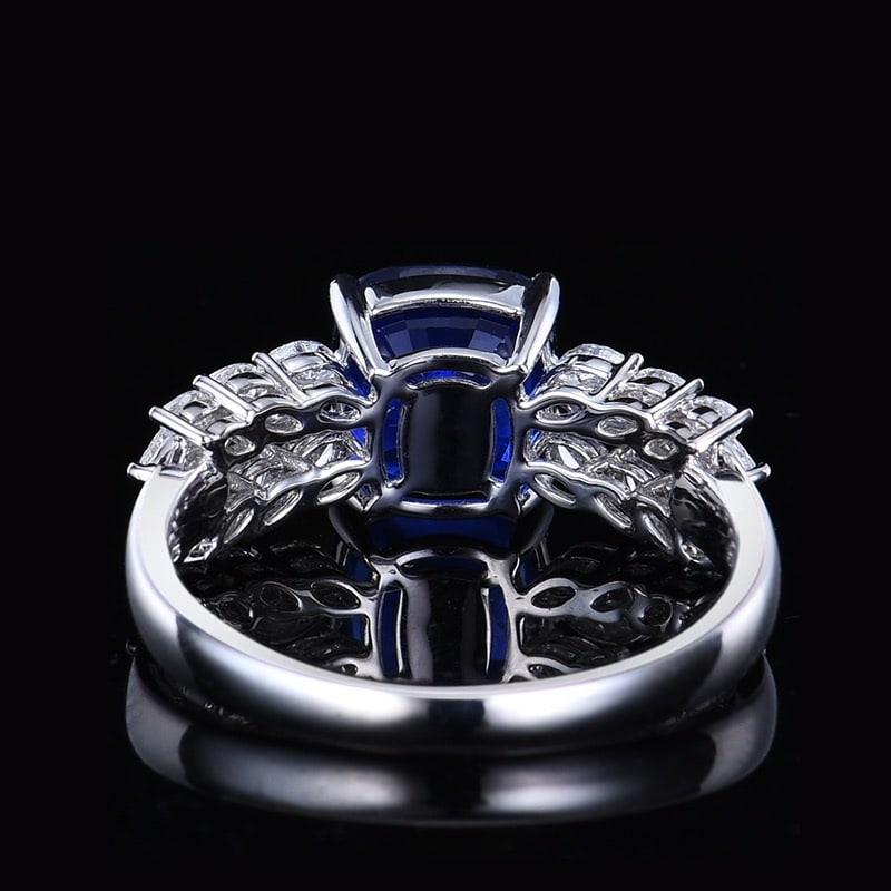 14k Gold 3.21 Ctw Vivid Blue Natural Sapphire & Diamond Ring - 4