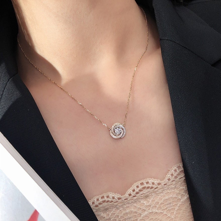 Gia Certified 14k Gold 0.3 Ct Natural G Si2 3ex Round Diamond Necklace - 5