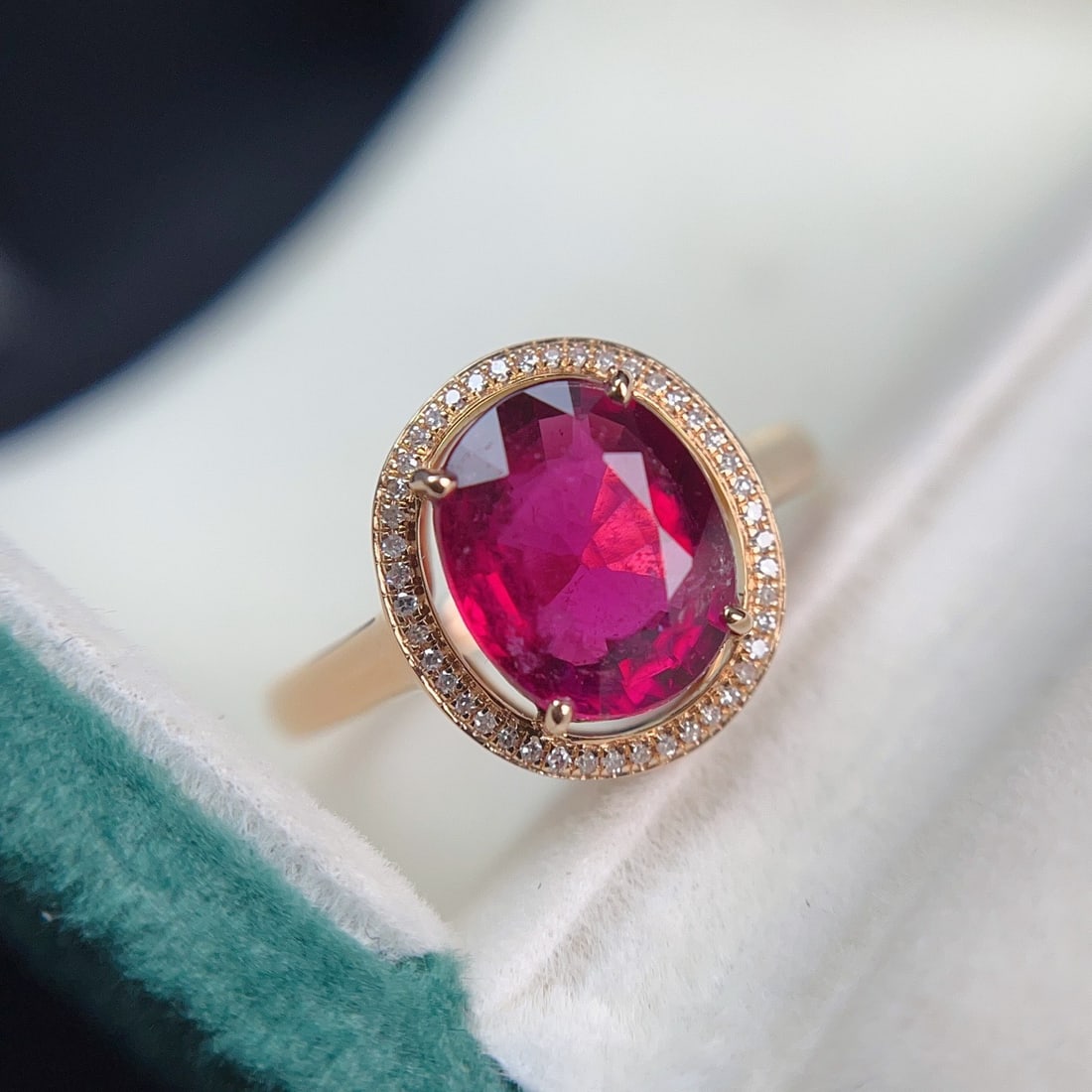 14k Gold 2.80 Ct Natural Tourmaline & Diamond Ring - 2