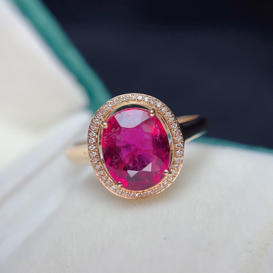 14k Gold 2.80 Ct Natural Tourmaline & Diamond Ring - 4