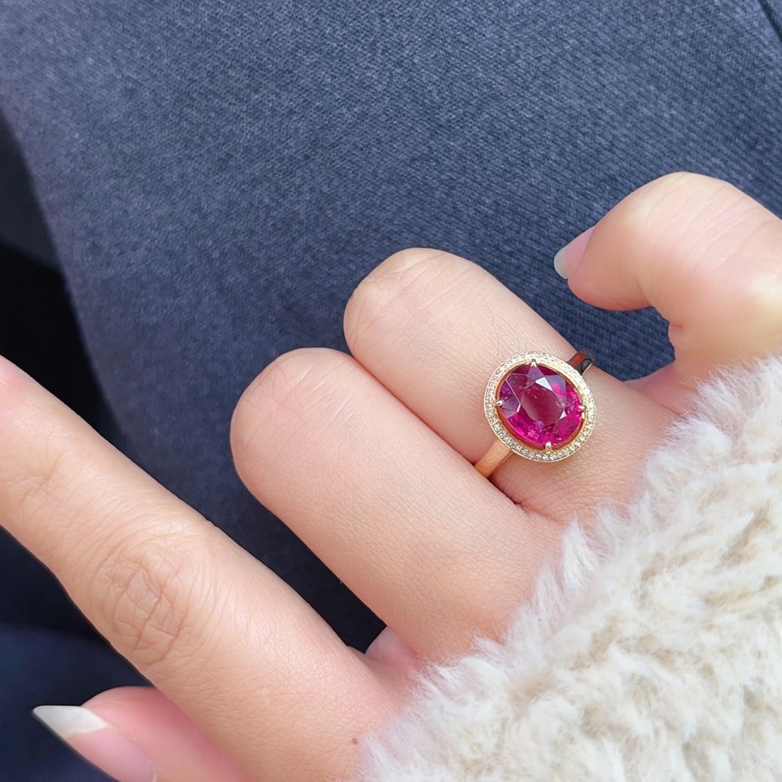 14k Gold 2.80 Ct Natural Tourmaline & Diamond Ring - 5