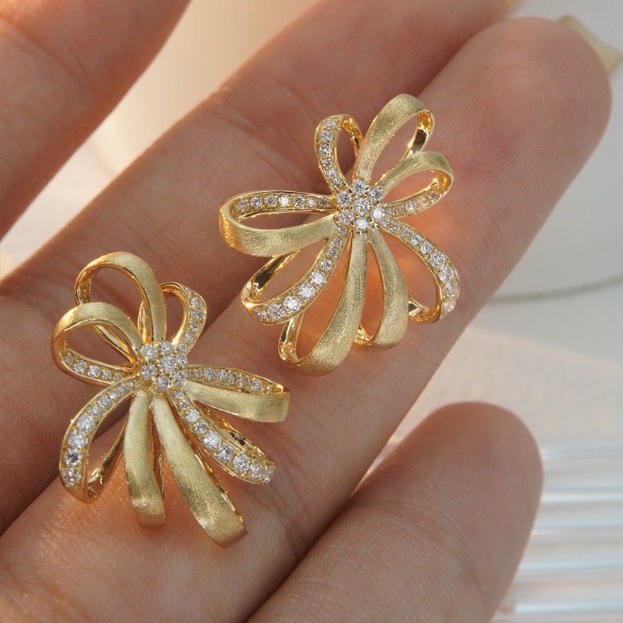 14k Gold 0.35 Ct Natural H Diamond Earrings - 2