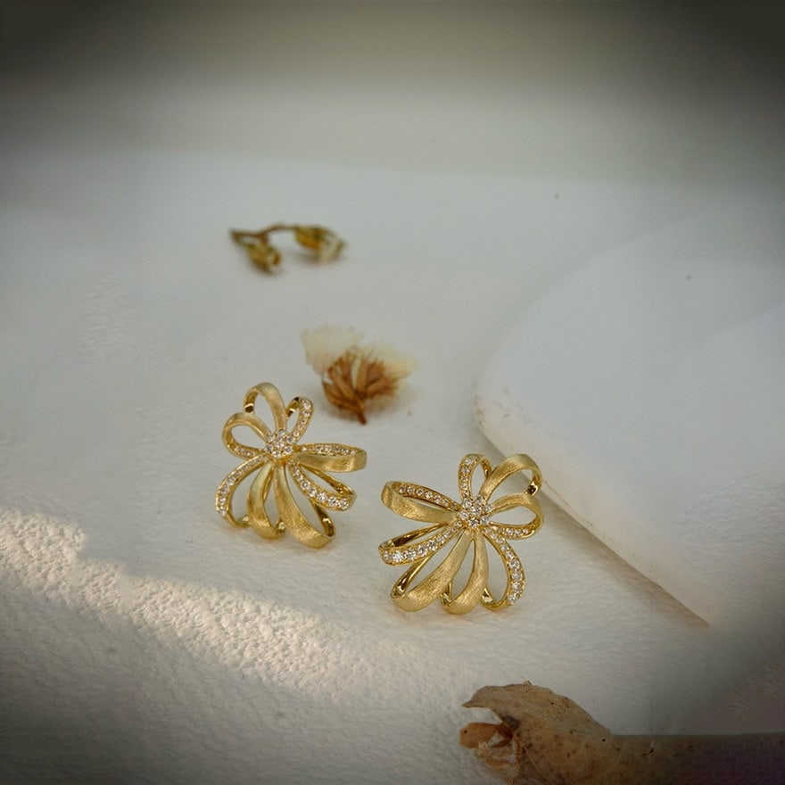 14k Gold 0.35 Ct Natural H Diamond Earrings - 5