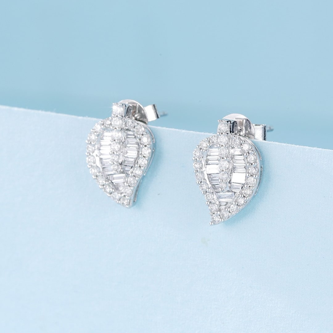 14k Gold 0.47 Ct Natural H Diamond Earrings - 2
