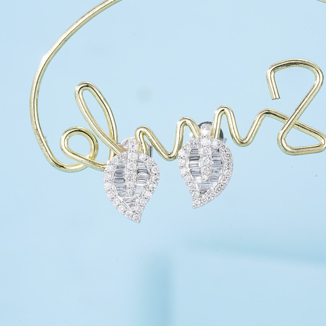 14k Gold 0.47 Ct Natural H Diamond Earrings - 5