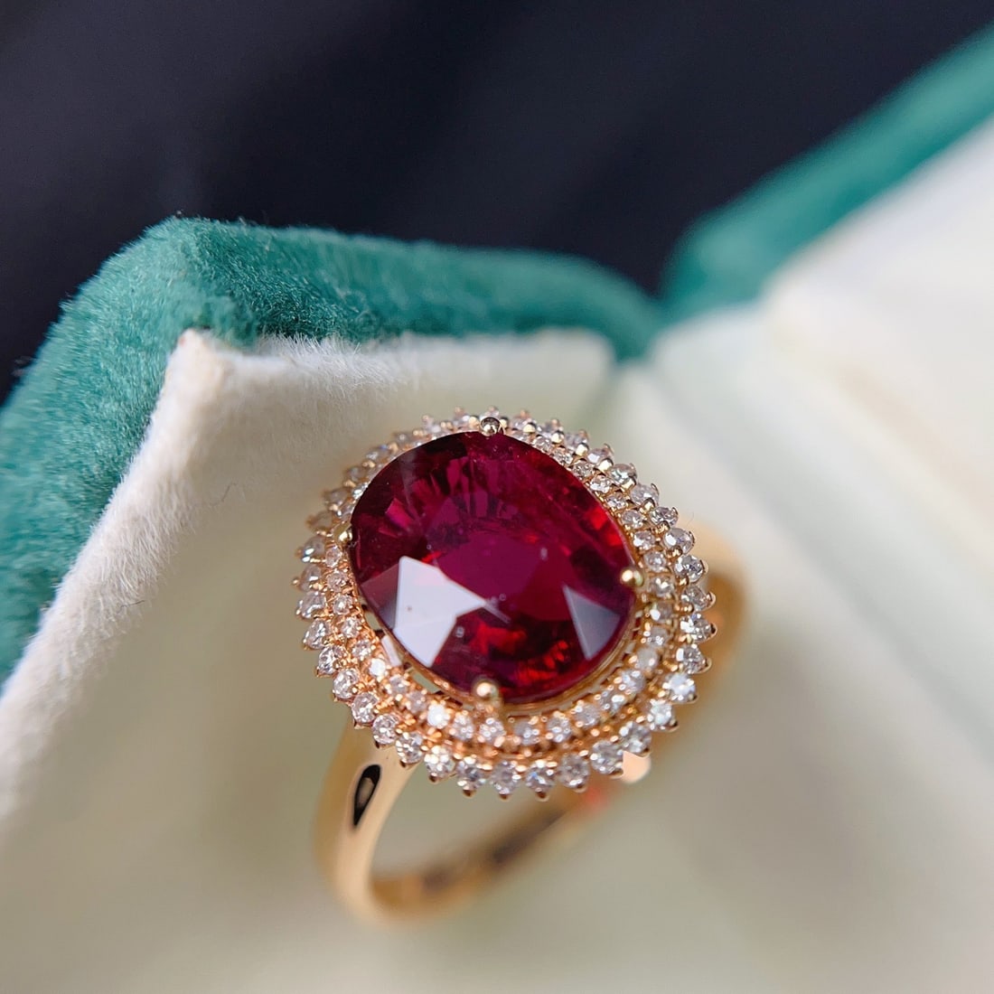14k Gold 2.25 Ct Natural Tourmaline & Diamond Ring - 3