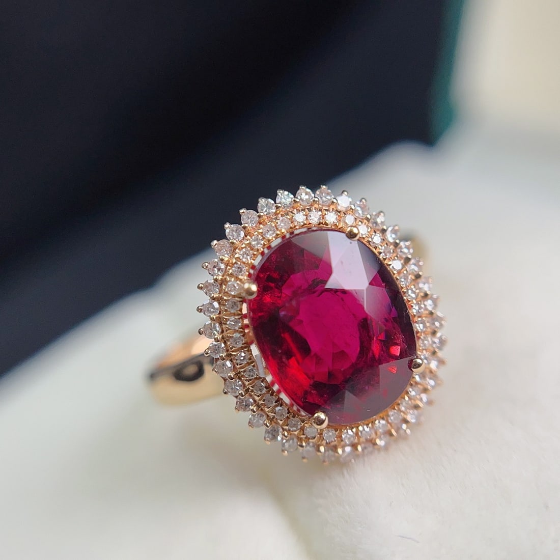 14k Gold 2.25 Ct Natural Tourmaline & Diamond Ring - 4