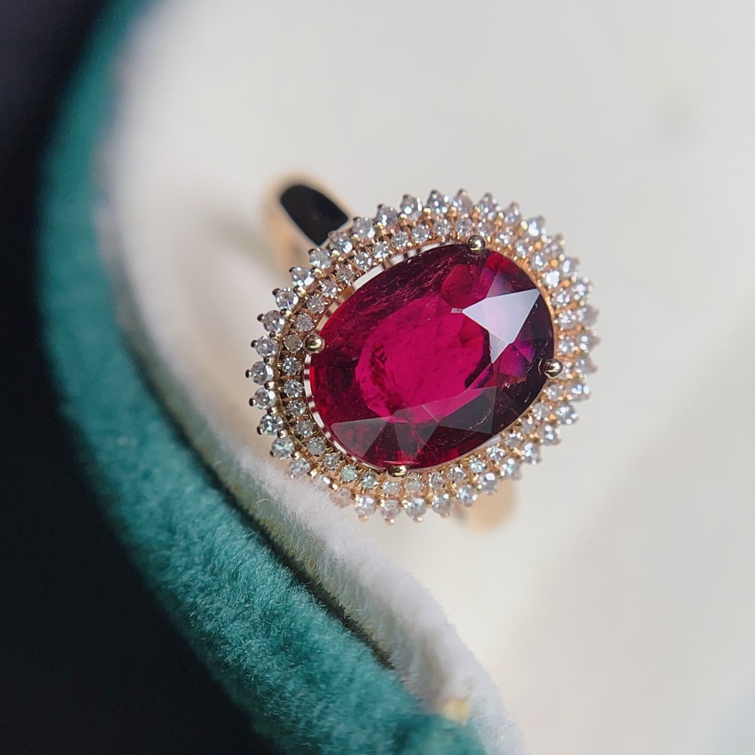 14k Gold 2.25 Ct Natural Tourmaline & Diamond Ring - 5